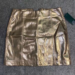 Gold leather skirt